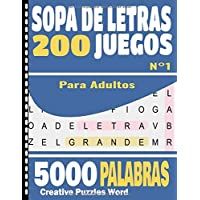 Los mejores  - Sopa de Letras para Adultos: Letra Grande (1 por página)| 200 Juegos- 5000 Palabras en varios temas | juegos de palabras…